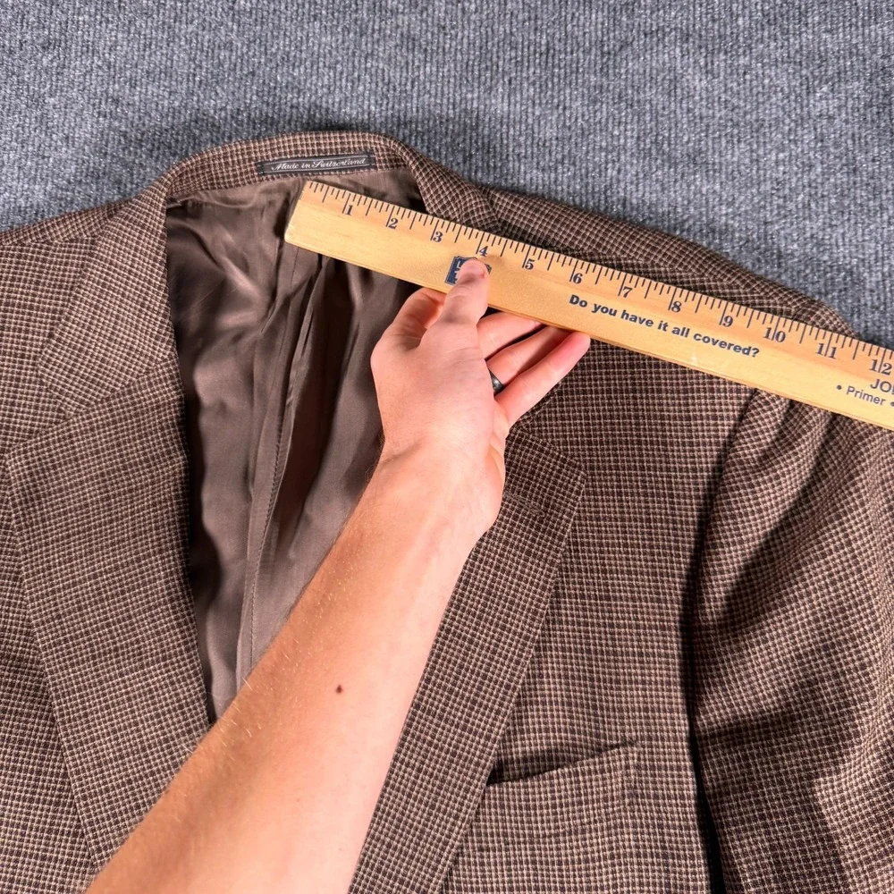 Ermenegildo Zegna Wool Sport Coat Blazer 50R Brown Micro Check Plaid